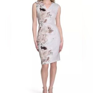 Calvin Klein Floral Beige Sleeveless Dress